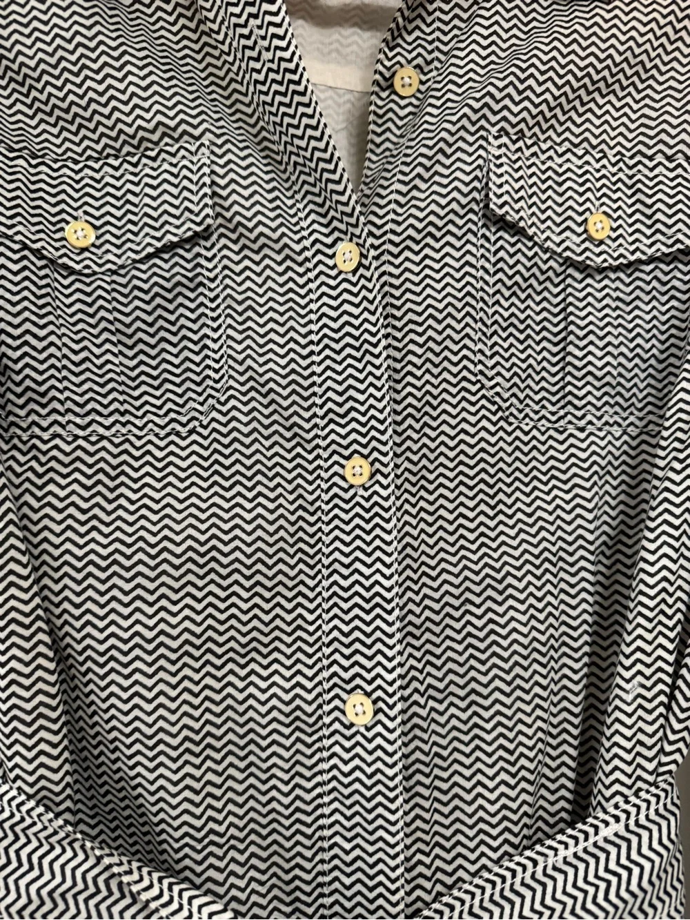 Tory Burch Zig Zag Shirt Dress with Tie Waist